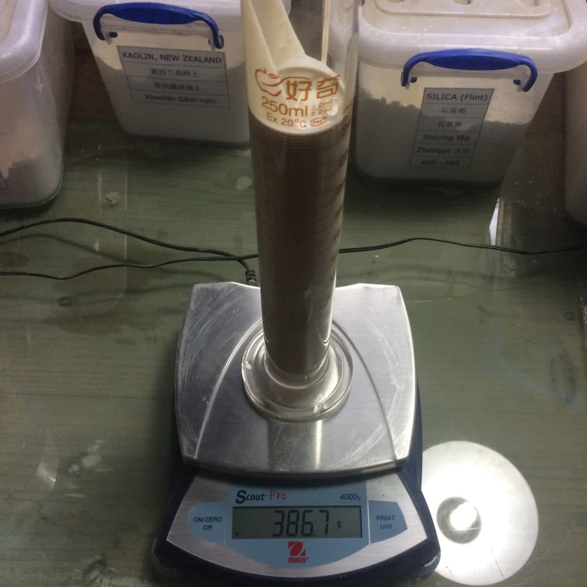 Beaker filled with glaze