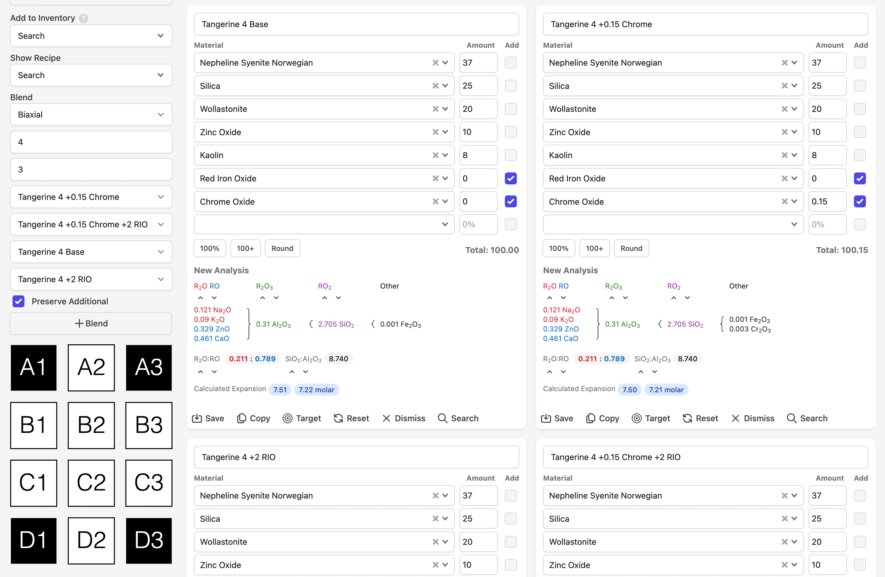 Fired result of our biaxial blend