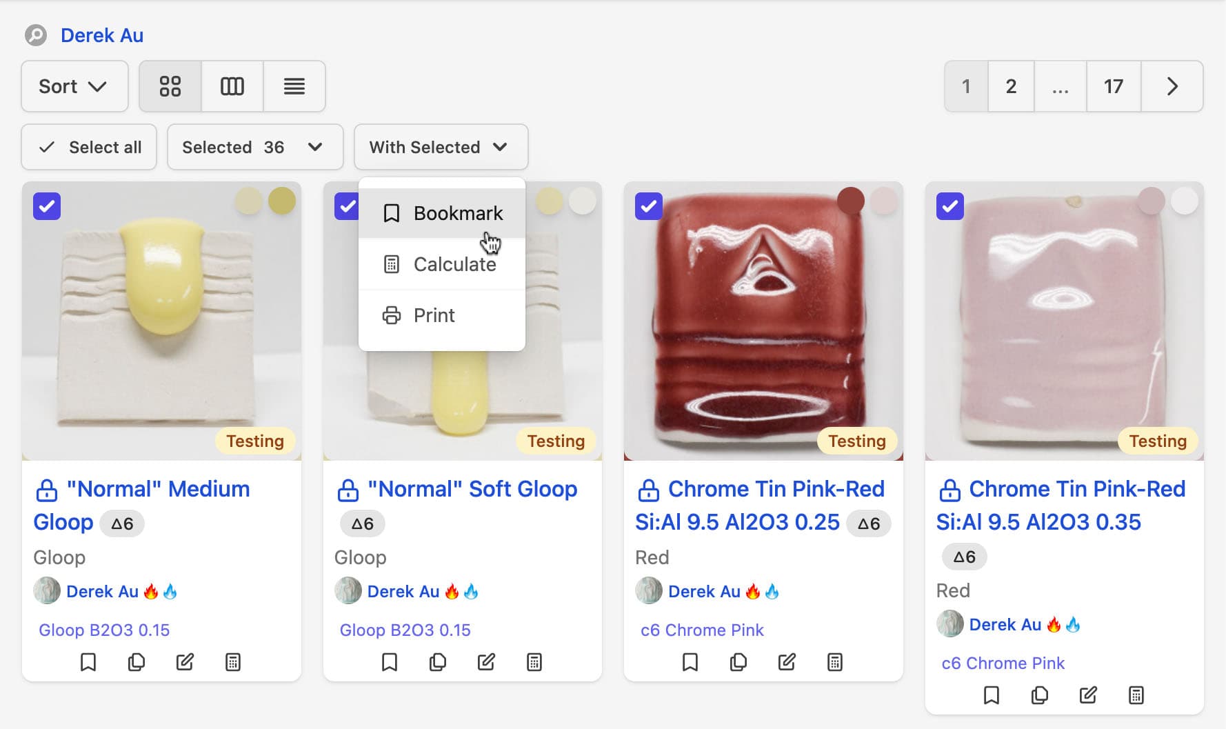Bookmarking Multiple Recipes